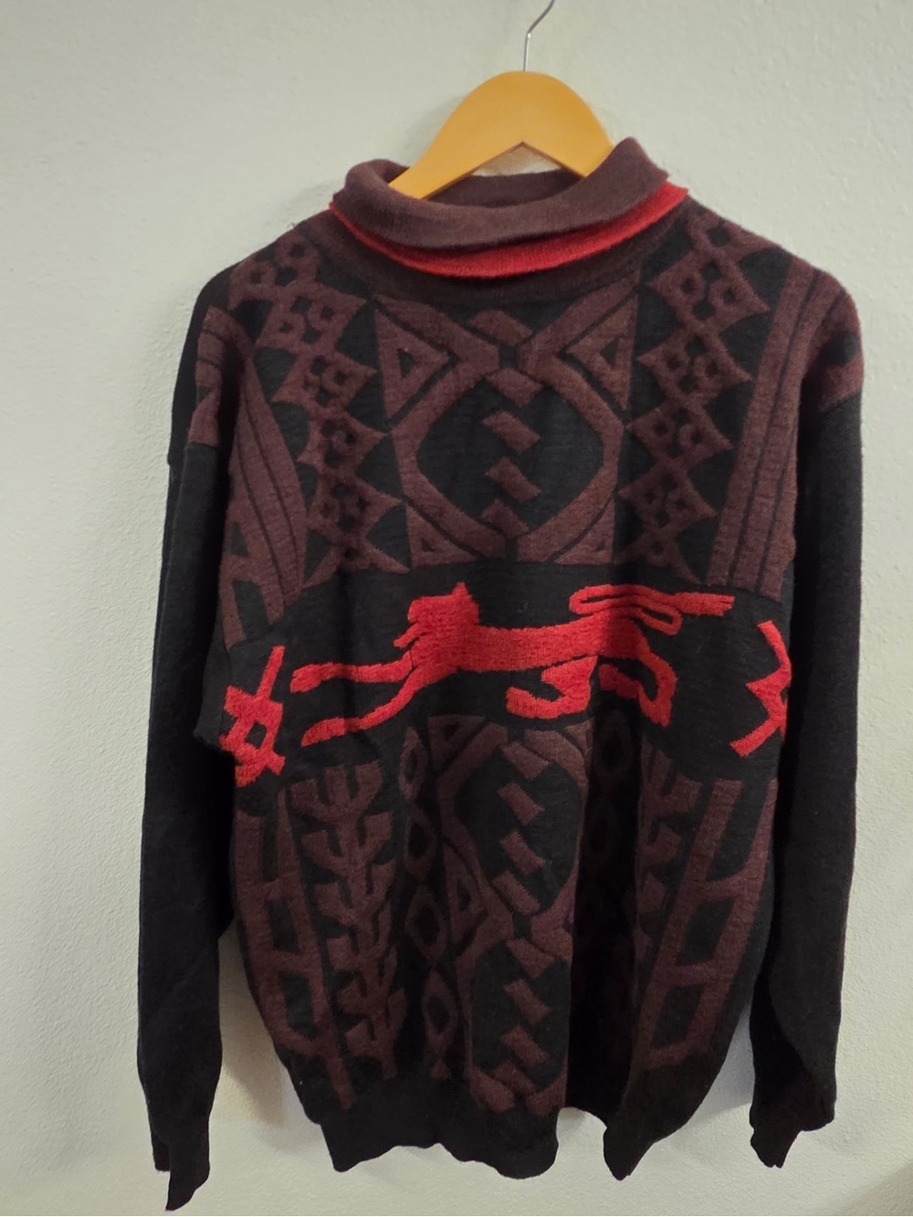 Mexx Black and Red Graphic Turtleneck Sweater - Picture 2 of 4